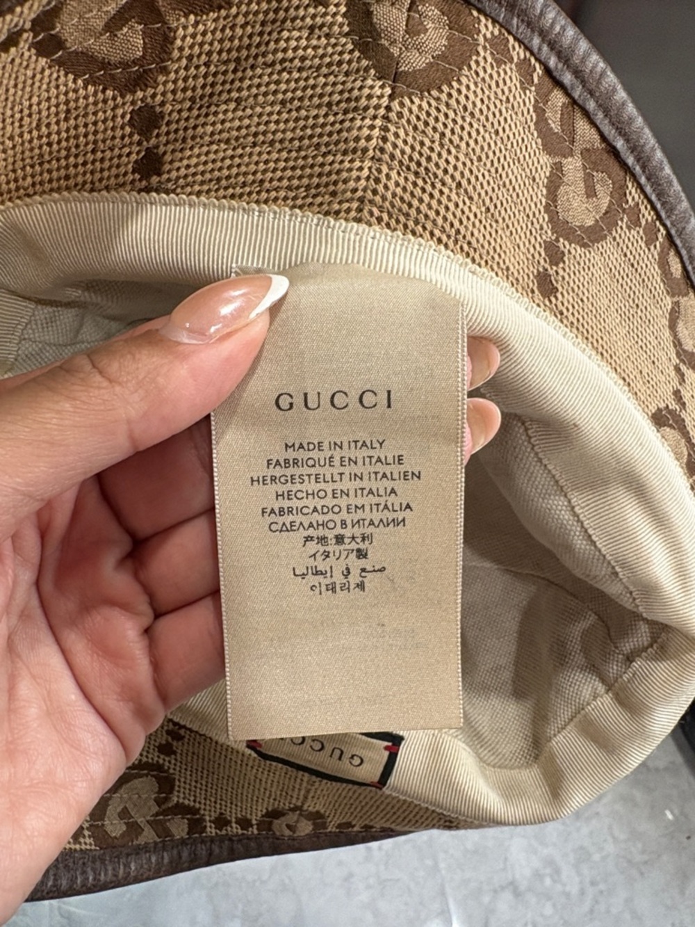 Gucci Brown Beige GG Monogram Bucket Hat size L 58cm - Picture 6 of 8